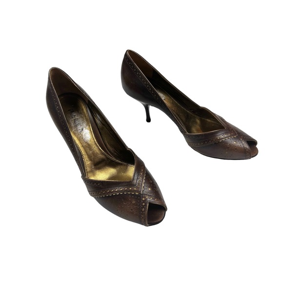 Vintage Prada Leather Peep Toe Heels 38.5   8 - Picture 3 of 13